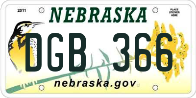 NE license plate DGB366