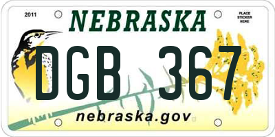 NE license plate DGB367