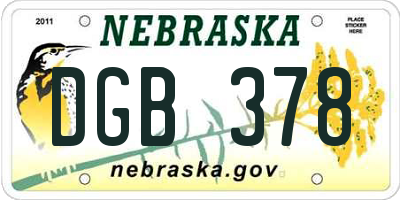 NE license plate DGB378