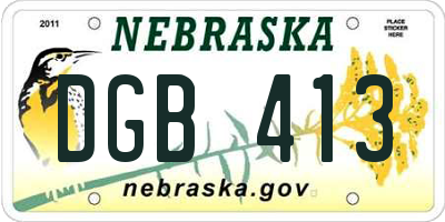 NE license plate DGB413