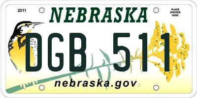 NE license plate DGB511