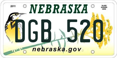 NE license plate DGB520