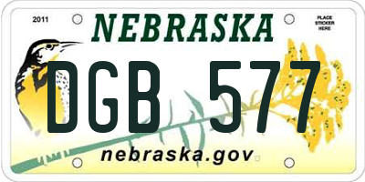 NE license plate DGB577