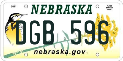 NE license plate DGB596