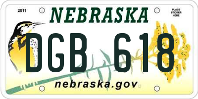 NE license plate DGB618