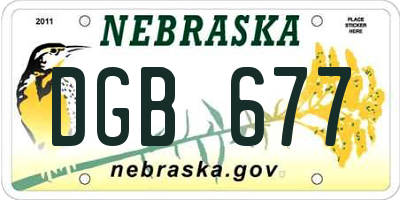 NE license plate DGB677