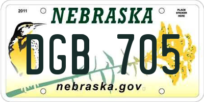 NE license plate DGB705