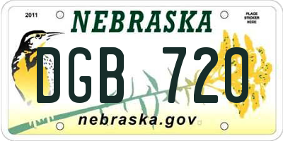NE license plate DGB720