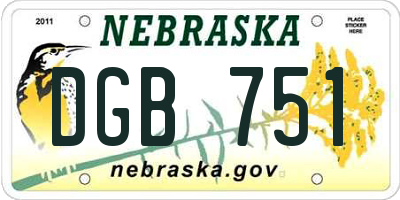 NE license plate DGB751