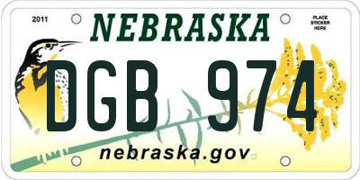 NE license plate DGB974