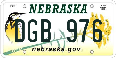 NE license plate DGB976