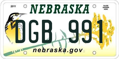 NE license plate DGB991