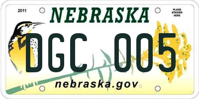 NE license plate DGC005
