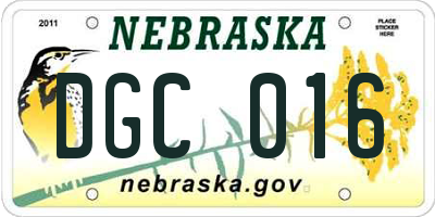NE license plate DGC016