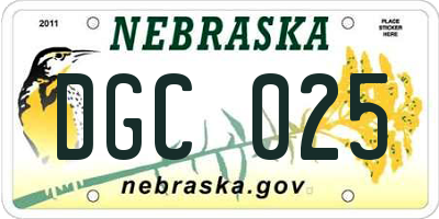 NE license plate DGC025