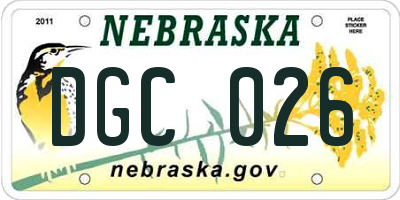 NE license plate DGC026