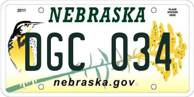 NE license plate DGC034