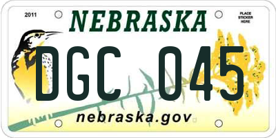 NE license plate DGC045