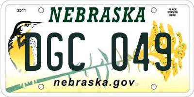NE license plate DGC049