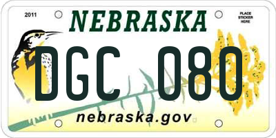 NE license plate DGC080
