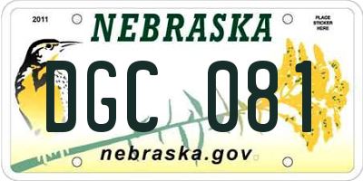 NE license plate DGC081
