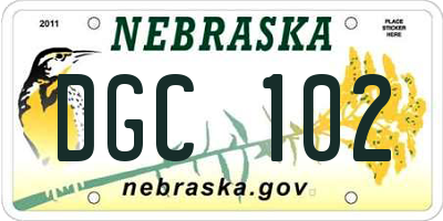 NE license plate DGC102