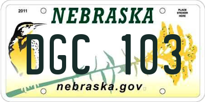 NE license plate DGC103
