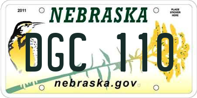 NE license plate DGC110