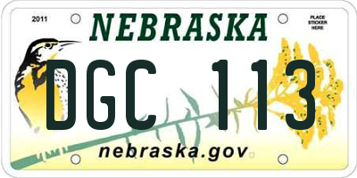 NE license plate DGC113