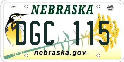 NE license plate DGC115