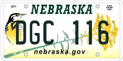 NE license plate DGC116