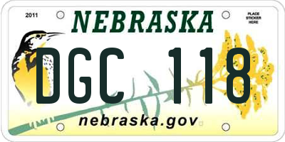 NE license plate DGC118