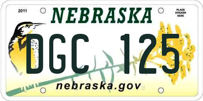 NE license plate DGC125