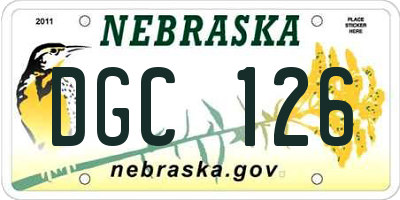 NE license plate DGC126