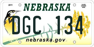 NE license plate DGC134