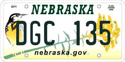 NE license plate DGC135