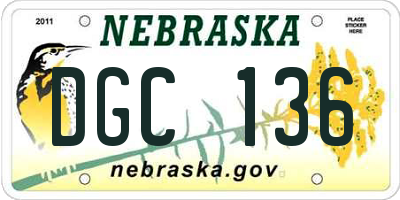 NE license plate DGC136