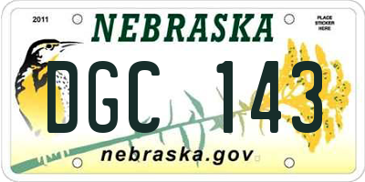 NE license plate DGC143