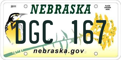 NE license plate DGC167