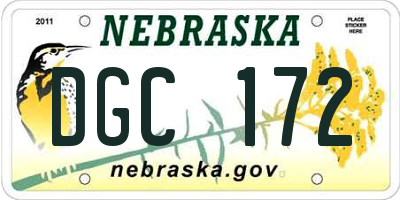 NE license plate DGC172