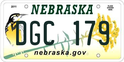 NE license plate DGC179