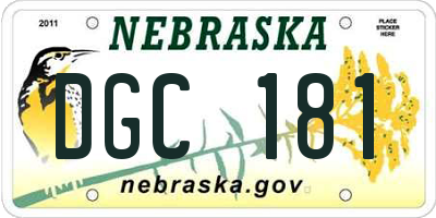 NE license plate DGC181