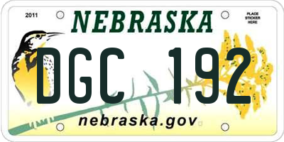 NE license plate DGC192
