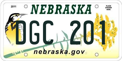 NE license plate DGC201