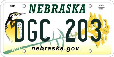 NE license plate DGC203
