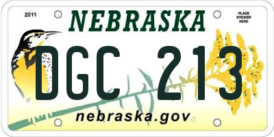 NE license plate DGC213