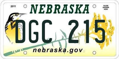 NE license plate DGC215