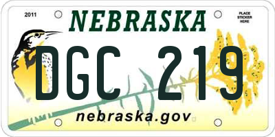 NE license plate DGC219
