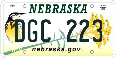 NE license plate DGC223