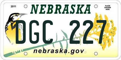 NE license plate DGC227